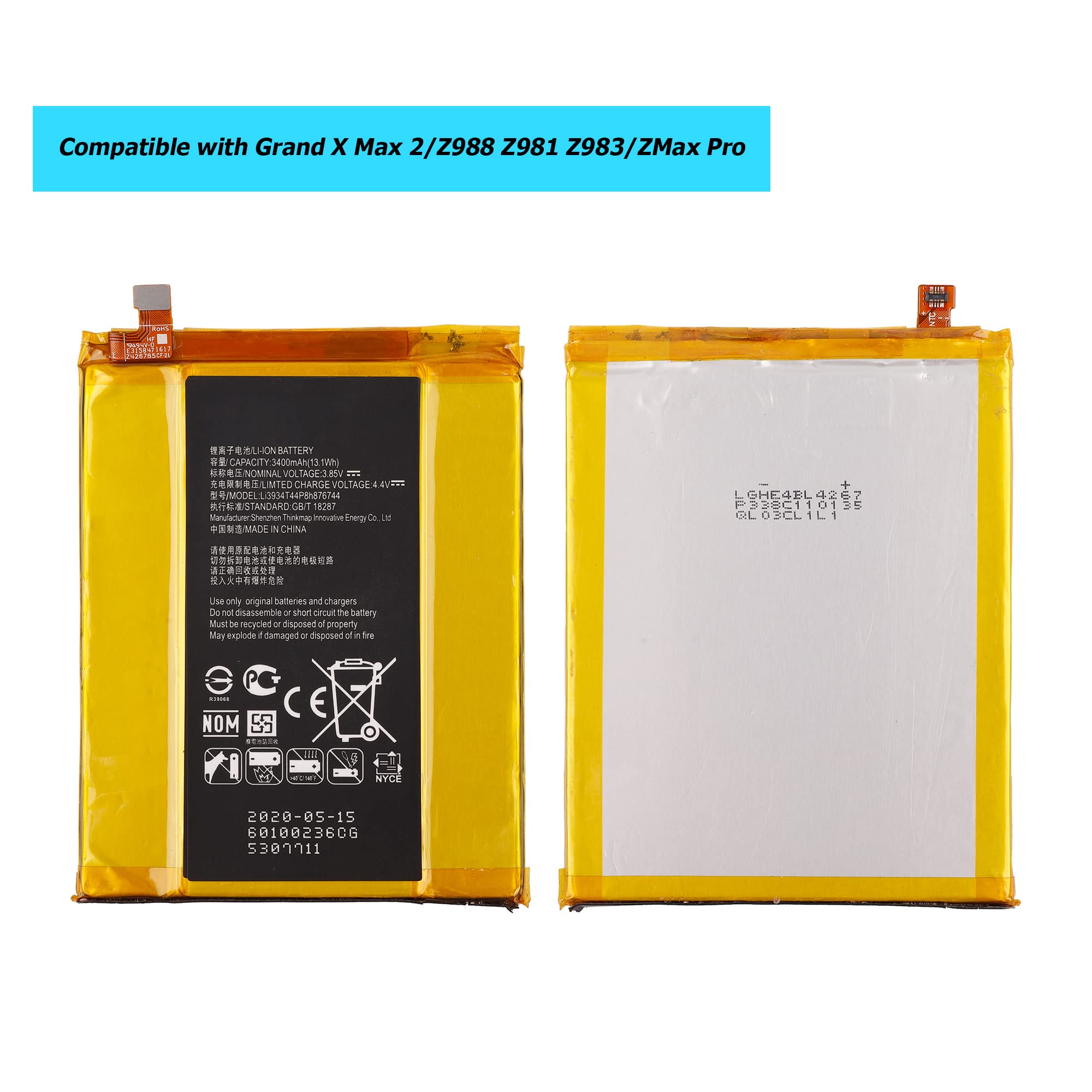 Amazon.com: Vvsialeek Li3934T44P8H876744 Replacement Battery